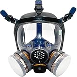 Organic Vapor Respirator full face gas mask with Double Activated Carbon Air Filter (Black)