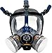 Organic Vapor Respirator full face gas mask with Double Activated Carbon Air Filter (Black)