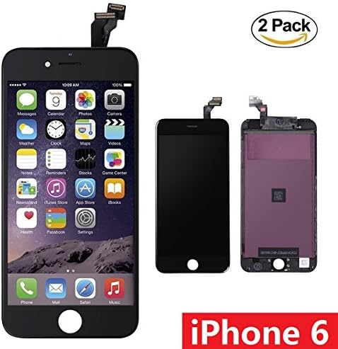 Goldwangwang LCD Touch Screen Replacement and Display Digitizer Frame Assembly Retail Set Without Repair Tools for iPhone 6 4.7inch(2-Pack, Black)