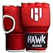 Hawk Padded Inner Gloves Training Gel Hand Wraps for Boxing Quick Wraps Men & Women Kickboxing Muay Thai MMA Bandages Fist Knuckle Wrist Protector Handwraps (Pair) (Red, S/M)