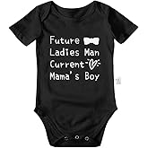 Qixiaccvk Future Ladies Man Current Mama's Boy Bodysuit, Gender Neutral Baby Clothes, Infant Short Sleeve Jumpsuit Outfits