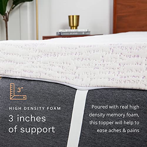 ViscoSoft 3 Inch Lavender Infused Memory Foam Mattress Topper Twin