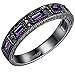 BOHG Jewelry Womens Black Gold Plated New Fashion Mysti Purple Amethyst Cubic Zircon Crystal Ring Wedding