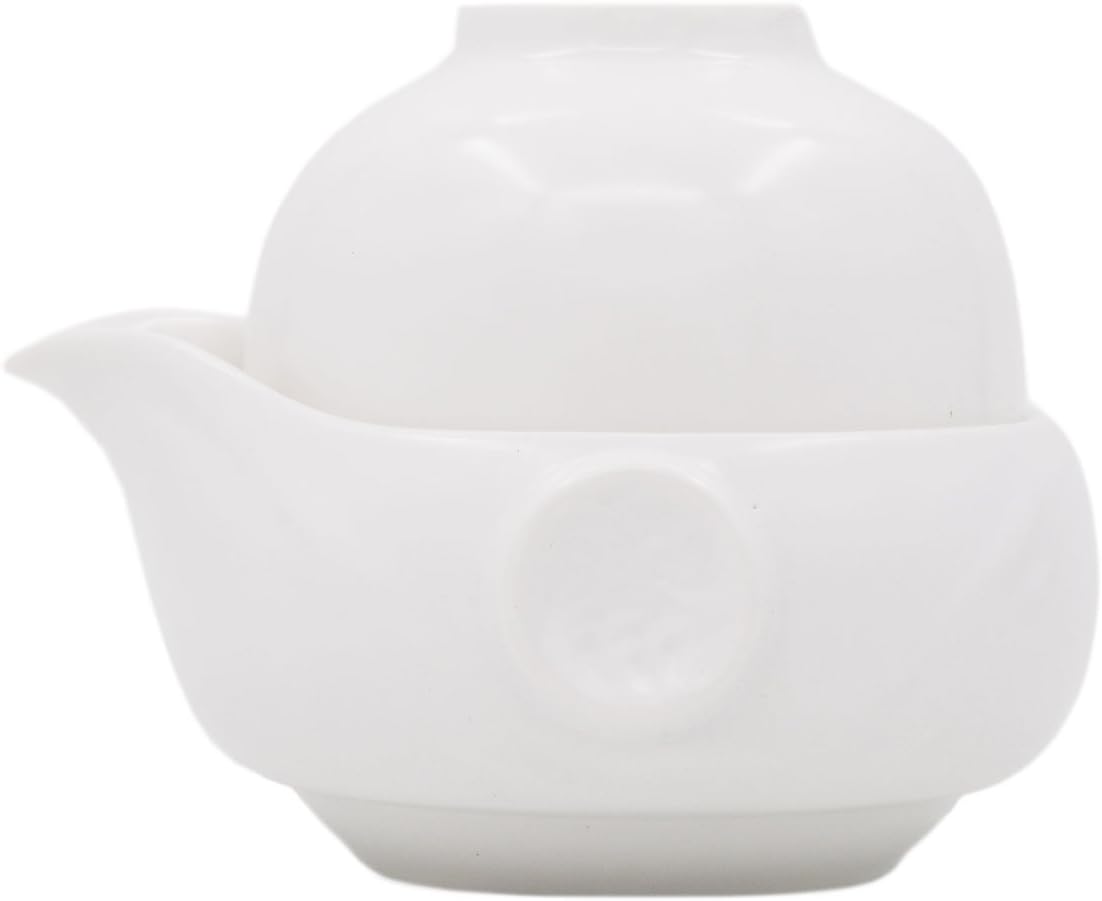 Vegali 100% Handmade Porcelain Chinese Classic Gongfu Kungfu Portable Travel TeaSets;Porcelain Teapot & Teacups (White-B)