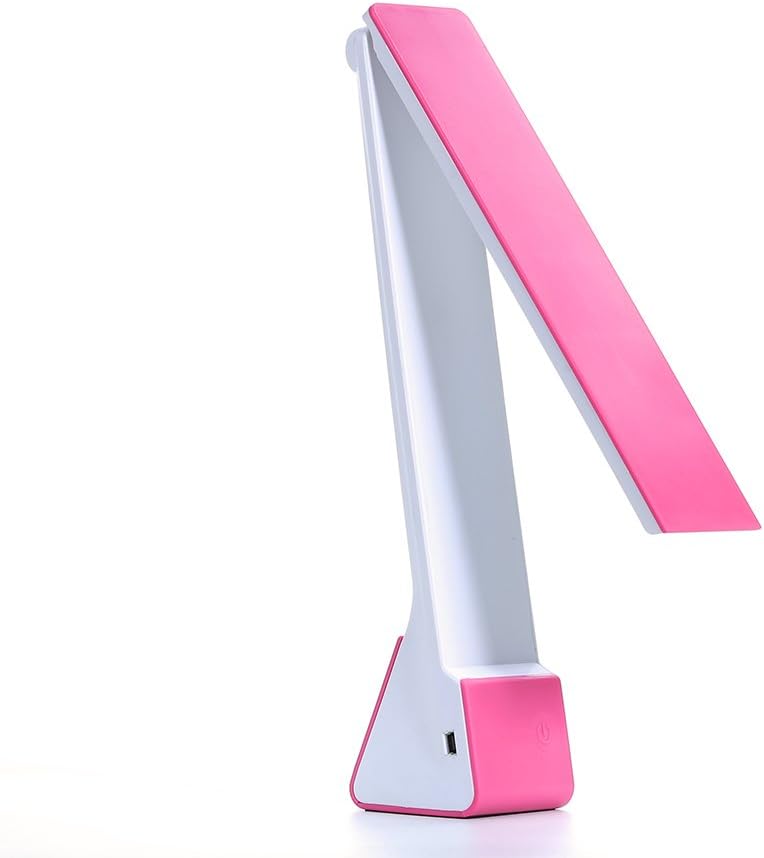Led Table Lamp, KQRNS Dimmable Desk Lamp 3 Lighting Level, Touch Sensitive Desk Lamp Rechargeable Table Lamps For Bedroom Pink(Eye-caring Light Design, Three Color Modes, Smart USB Charging Port, Adjustable Arm, Energy-efficient)
