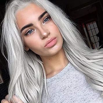 Amazon Com Synthetic Silver Platinum Blonde Lace Front Wigs For