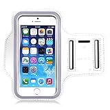 iPhone 7 / iPhone 6s / iPhone 6 Armband, MoKo Sweatproof Sports Running Armband Workout Arm Band Cover for iPhone 7, 6S, 6, 5S, 5, Galaxy S7, S5, Moto G, BLU 5.0, White (Fits Arm Girth 10.8