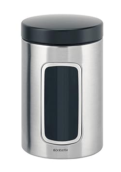 Brabantia Vorratsdose aus Edelstahl mit Sichtfenster (1,4 Liter), Schutz vor Fingerabdrücken