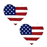 Neva Nude Patriotic Red White and Blue Glitter Heart Pasties Nipple Covers