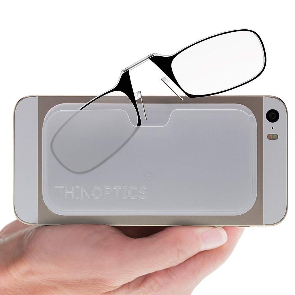 ThinOptics Universal Pod Rectangular Reading Glasses, Black Frames
