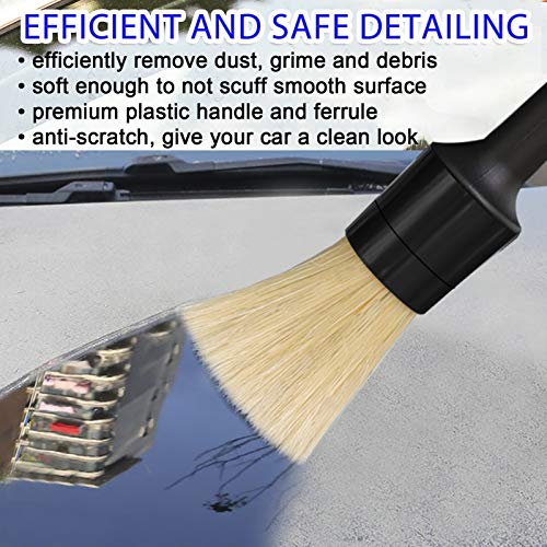 Car Detailing Brush Set Detail Brush, 6 Pack Boars Hair Auto Detailing