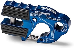 Factor 55 00250-02 Ultrahook Winch Hook Closed System Shackle Max Load 16,000 lbs ULT Strength Shackle Pin Mount 48,000 lbs Offroad 4x4 Adventure – Blue