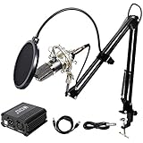 TONOR Pro Condenser Microphone XLR to 3.5mm Podcasting Studio Recording Condenser Microphone Kit Computer Mics with 48V Phantom Power Supply Black