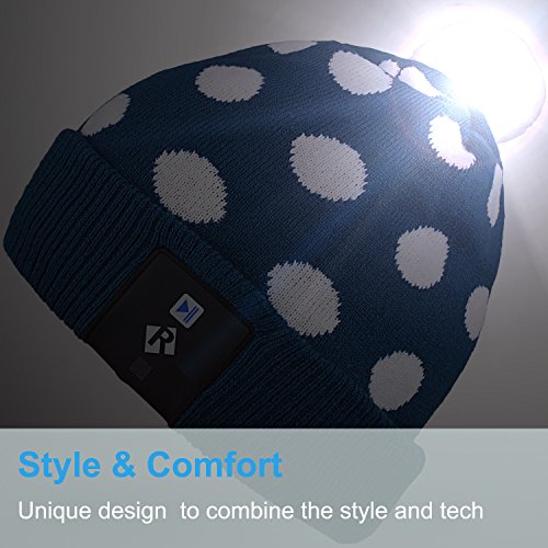 Qshell Stylish LED Bulb Light Up Beanie Hat Knit Cap Pom Pom Twinkle Lights 4 feet 18 LEDs for Men Women Indoor and Outdoor, Festival, Holiday, Celebration, Parties, Bar, Christmas Gifts - Blue