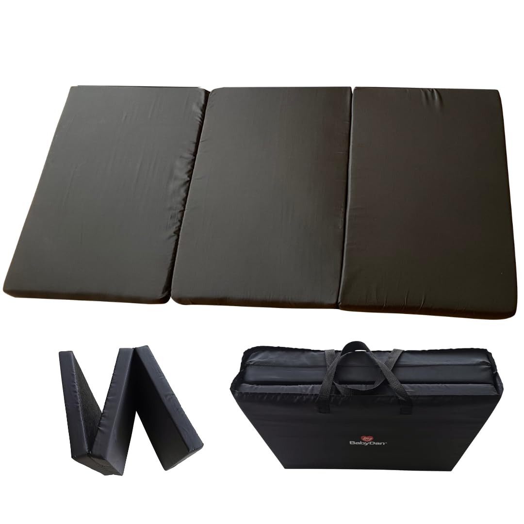 BabyDan Extra Thick Foldable Travel Cot Mattress, 60x120x4.5 cm, Black - Perfect for weekends and vacations