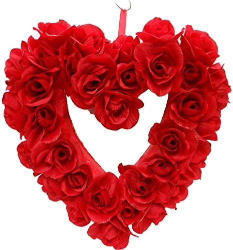 Valentine's Day Decoration Red Rose Heart Glitter Wreath 16" Ornament Door Wall