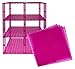 Premium Clear Magenta Stackable Base Plates - 4 Pack 10" x 10" Baseplate Bundle with 60 Clear Magenta Bonus Building Bricks Compatible with All Major Brands - Tower Construction
