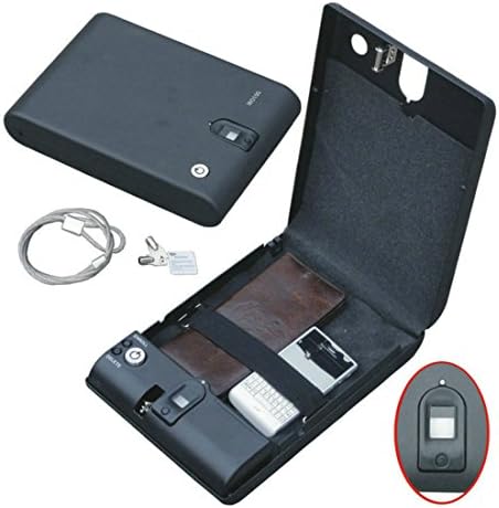 Portable Pistol Safe Case with Biometric Fingerprint Lock Gun Pistol Safe Jewelry Handgun Safe Box Security Box Hidden in Bedroom Car