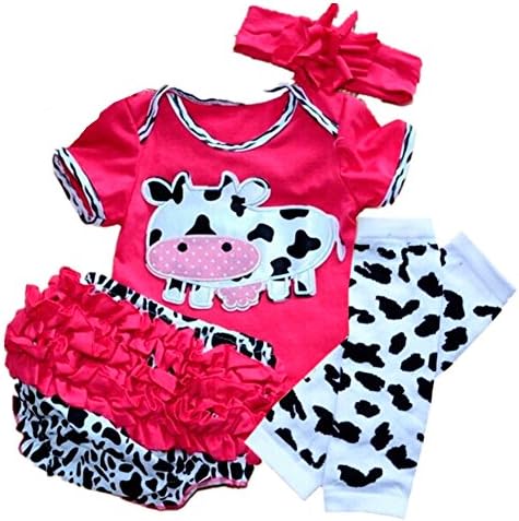 Milk Cow Short Sleeved T-shirt PP Pants Headband Legging For Baby Girls