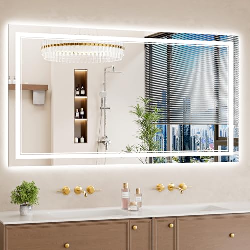 WISSMIELS 30"x55" LED Bathroom Mirror Lights Anti-fog