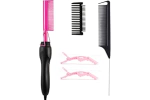 MAOPAOBEAUTY Pink Hot Comb Electric Hot Comb Heating Pressing Combs Hair Straightening [power:42w]