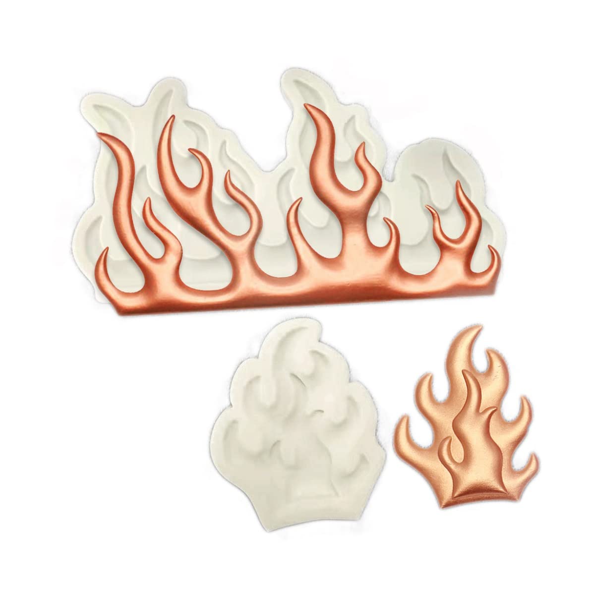 Xidmold 2 Pcs Flame Shaped Silicone Fondant Chocolate Moulds, Coral Molds Cake Decorating Tool Candy Baking Mould for Gum Paste Polymer Clay, Cake Cupcake Decoration, Epoxy Resin