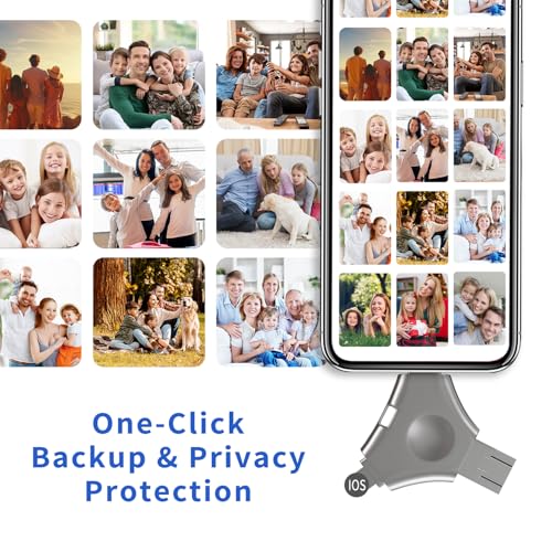 512GB USB Flash Drive for iPhone, 4 in 1 Pendrive External Memory for Downloading Photos, 512GB USB C Pen Drive USB Stick 3.0, High Capacity Memory Stick Compatible with iPhone/Pad/Android/PC