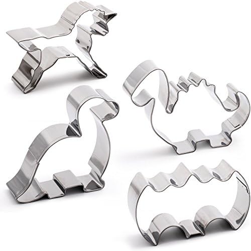 Kayaso Popular Cookie Cutter Set, Dinosaurs, Batman,Unicorn, Stainless Steel, Set of 4 pcs