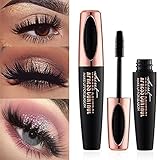 Lash Mascara,4D Silk Fiber Eyelash Mascara, Extra Long Lash Mascara Waterproof Not Blooming Curling Natural Eye Makeup Long Lasting Black