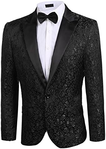 Donet Men's Floral Party Dress Suit Notched Lapel Stylish Dinner Jacket Wedding Blazer Prom Tuxedo XS-3XL