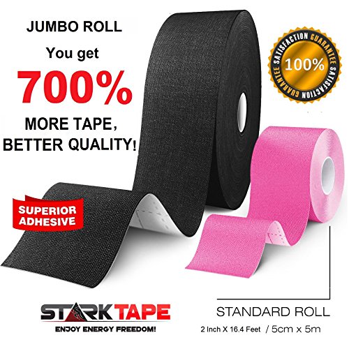 Starktape Bulk Kinesiology Tape - Designed to Help Boost Athletic Performance, Prevent Joint, Muscle Pain and Ease Inflammation. Easy to Apply, 97% Cotton /3% Spandex - Uncut 2" W x 115' L Black - Thumbnail 3