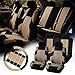 FH-FB071115 Complete Set Travel Master Seat Covers Airbag Ready & Rear Split with Steering Wheel Cover, Seat Belt Pads Beige- Fit Most Car, Truck, Suv, or Van