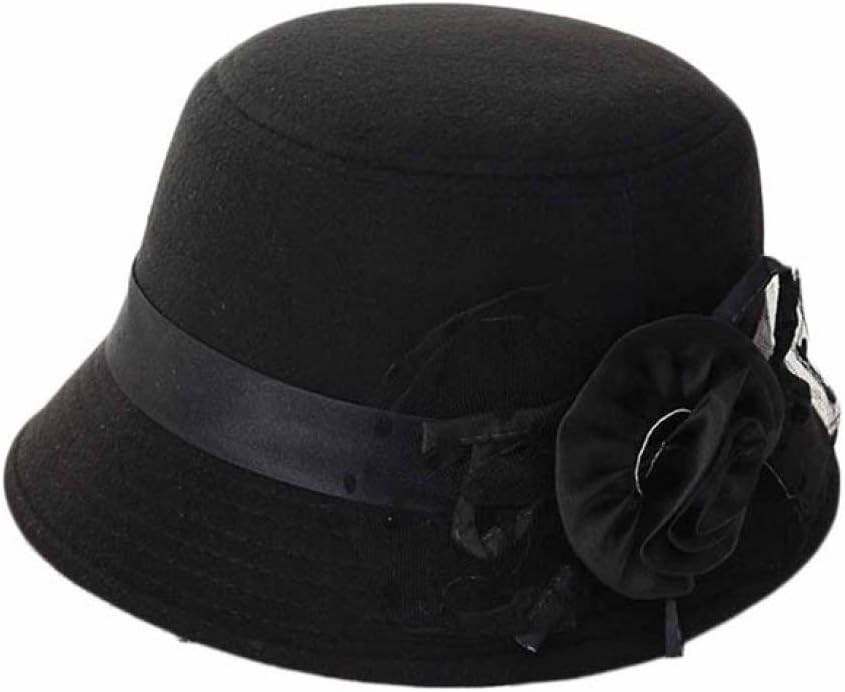 Women Party Travel Retro Floral Bowler Solid Color Fedora Hat Bowler Caps