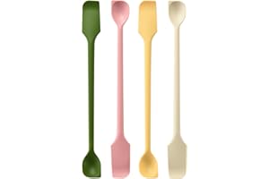 4pcs Mini Silicone Spatula Set, Double-Head Multifunctional Kitchen Small Tiny Rubber Spatulas for Jars, Baking, Mixing Jam, 