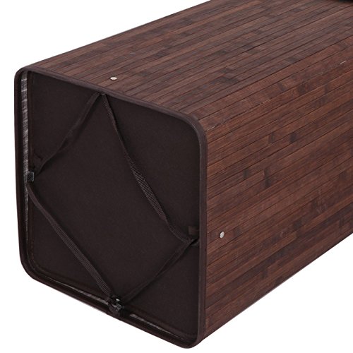 Allblessings Foldable Bamboo Hamper Laundry Basket Washing Cloth Bag Lid Brown For Storage - Thumbnail 6