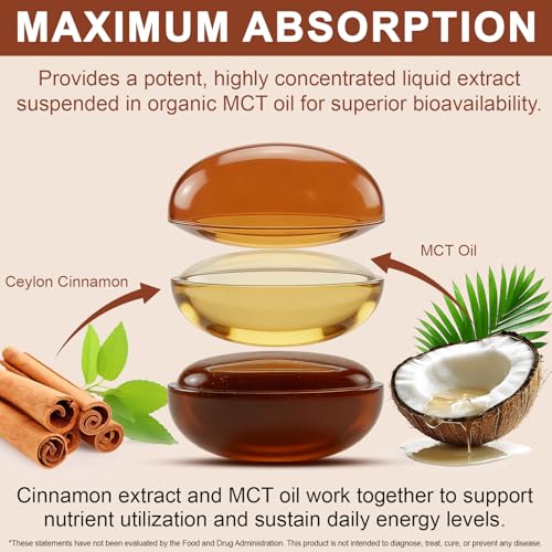 Ceylon Cinnamon Capsules 300 Pcs with MCT Oil, High Bioavailability for Anti-Oxidant, Overall Vitality & Digestive & Metabolic Support, Health Management