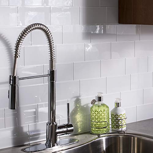 Aspect Peel and Stick Backsplash Glass Tile for Kitchen and Bathrooms (3" x 6" Tiles, Frost)