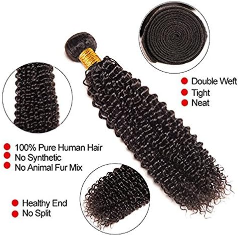 XS Hair Brazilian Curly Hair Bundles Kinkys Curly Human Hair Extensions 1Bundle Grade 8A Remy Hair (8" single bundle, Natural Color)
