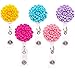 Ascrafter Multi-Layer Flower Retractable Badge Reels, ID Badge Reel Clip On Card Holders, 5 Pack