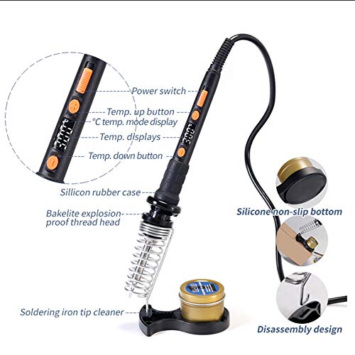 The Remarkable"Triple LED Illuminating" X-Tronic 1010-PRO-ST - 65 Watt Soldering Iron - 5 Extra Solder Tips, 0-99 Min Sleep Func, Digital Correction Func, C/F Conversion, Brass Sponge w/Cleaning Flux - Thumbnail 5