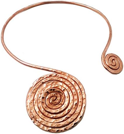 Elaments Design Copper Necklace Big Sun Chakra Collar Design Hammered Sizes 14-16 Inches