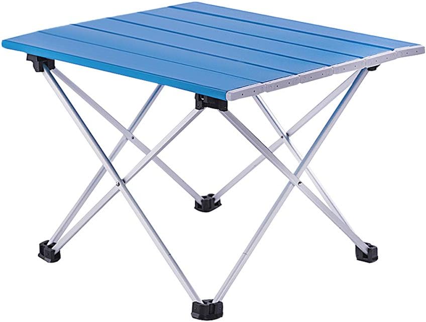 Porlae Camping Table Folding Camping Table Portable Aluminum Beach Table with Carry Bag for Outdoor Cooking, Hiking, Travel and Picnic Blue-Silver