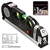 BRILLIFE Laser Leveler Spirit Level Line Lasers Ruler,Gradienter Horizontal Ruler Measure Line Laser 8ft Adjusted Standard & Metric Scale Measure Tape Ruler,[NEW Add 2pcs Tools As Surprise Gift]