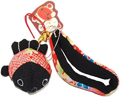 Black Fish : Chirimen Lucky Koi Carp Goldfish Bag Charm Phone Strap – 6” (150mm)