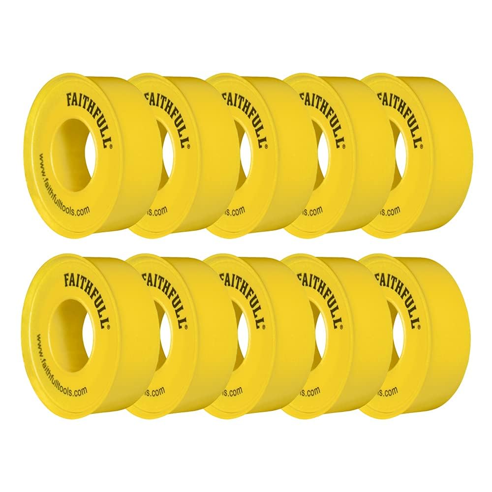 Faithfull FAITAPEPTGAS 5M x 12 mm PTFE Gas Tape Pack of 10 Rolls, White