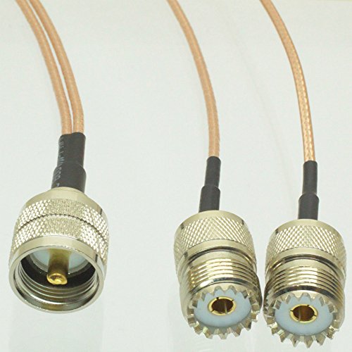 UHF PL259 Male Plug to Y 2X SO239 Female Splitter Combiner Pigtail RG316 1M2F Quick USA Shipping