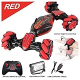 Graysky RC Stunt Car, 4WD Gesture Sensing Induction & Joypad Controller Twisting Off-Road Vehicle, Light Music Drift Traverse Remote Control Dancing Side Driving Toy Cars for Kids and Adults (Red)