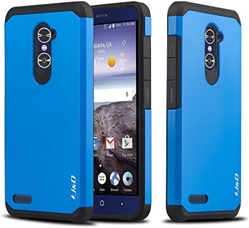 J&D Case Compatible for ZTE Grand X MAX 2 / ZTE Zmax Pro Case, Heavy Duty Dual Layer Hybrid Shock Proof Protective Rugged Bumper Case for ZTE Zmax Pro, ZTE Grand X MAX 2 Case, Blue
