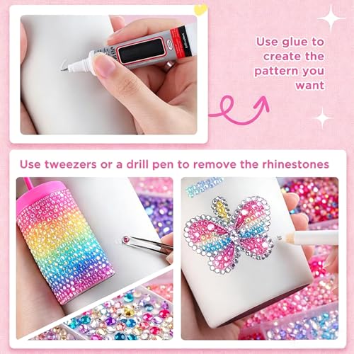 24000Pcs 24 Colors Resin Jelly Rhinestones Kit for Bedazzling, Mix Color Flatback Gems Kit with Rhinestones, 3MM SS10 Colorful Bedazzling Gems with Jewelry Glue for Crafting Nail Art Shoes Books