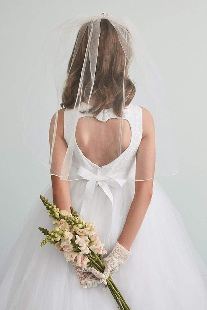 ball gown flower girl dress with heart cutout rk1368